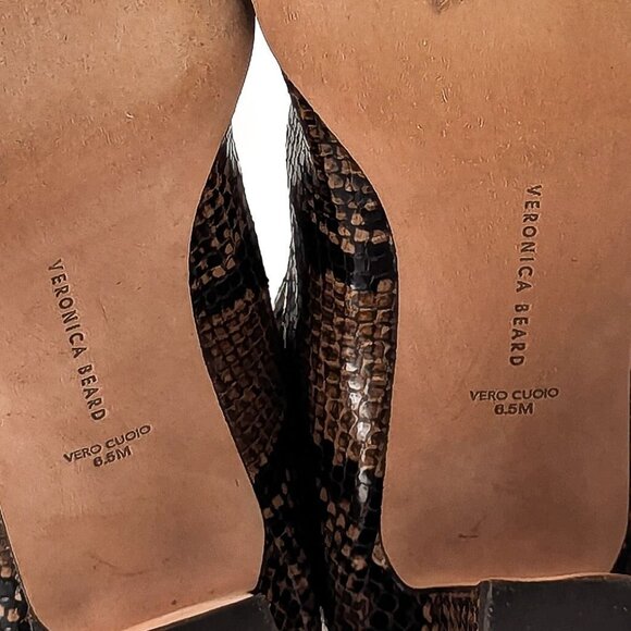 Veronica Beard Women Marla Snake Print Leather Back Zip Ankle Boots size 6.5 - Picture 8 of 10